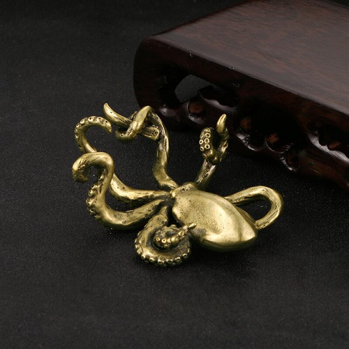 Estatuilla de pulpo de latón macizo estatua adornos para el hogar figuras de animales regalo - Imagen 4 de 5