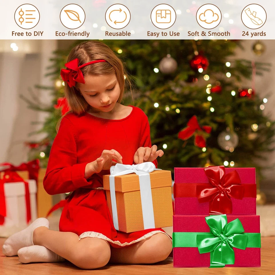 24 Yards Satin Ribbon 100% Polyester St. Patrick's Party Decor Gift Wrapping US - Image 2 of 4