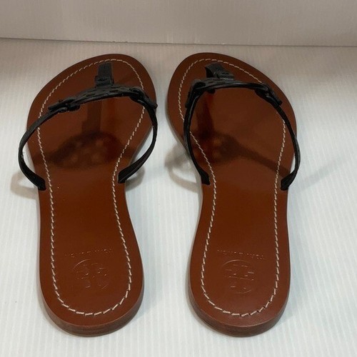 Tory burch slip on Gabriel flat thong veg leather size 9 woman us - Picture 2 of 4