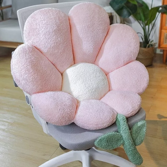 72x75cm Pink Flower Pillow Office Chair Lumbar Back Cushion Cute