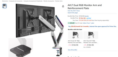 AVLT DUAL 43 INCH MONITOR DESK MOUNT TOUCH CONTROL RGB GAMING LIGHTS