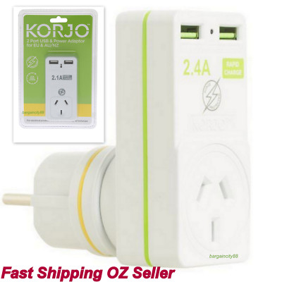 AU to EU Power Adapter Plug w/2USB A&C Plug Charger for France Spain Bali Travel