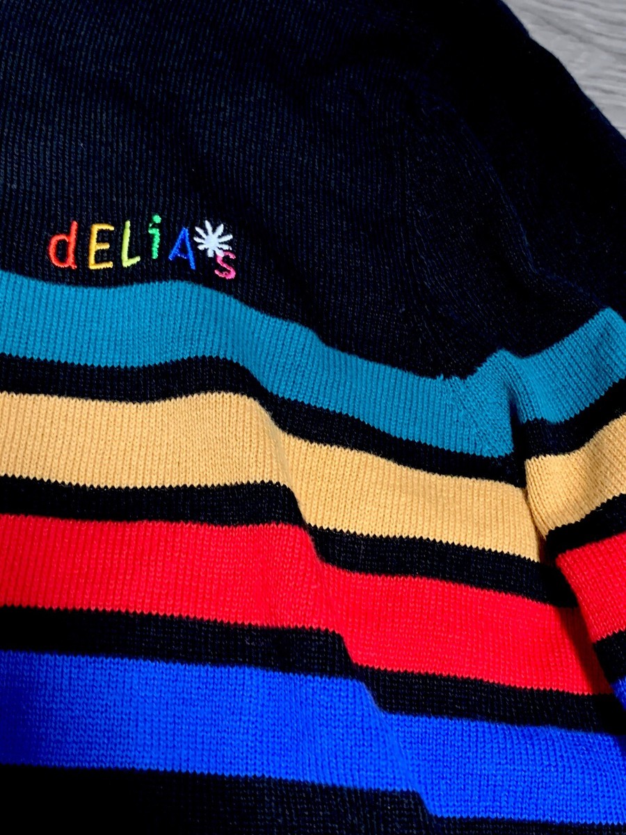 Delia's Dolls Kill Ultimate Throwback Sweater Jacket Rainbow Full