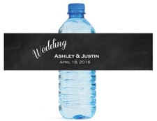 Chalkboard Background Wedding Anniversary Engagement Party water bottle labels