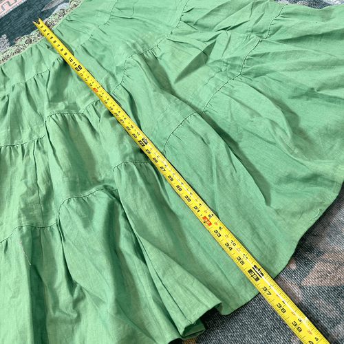 Carole Little Leinen Maxi Rock Vintage Gr. 8 grün Perlen Stufen Boho lang fließend - Bild 10 von 13