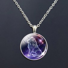 Zodiac Signs Glass Dome Constellations Pendant Necklace Leo comes with gift box