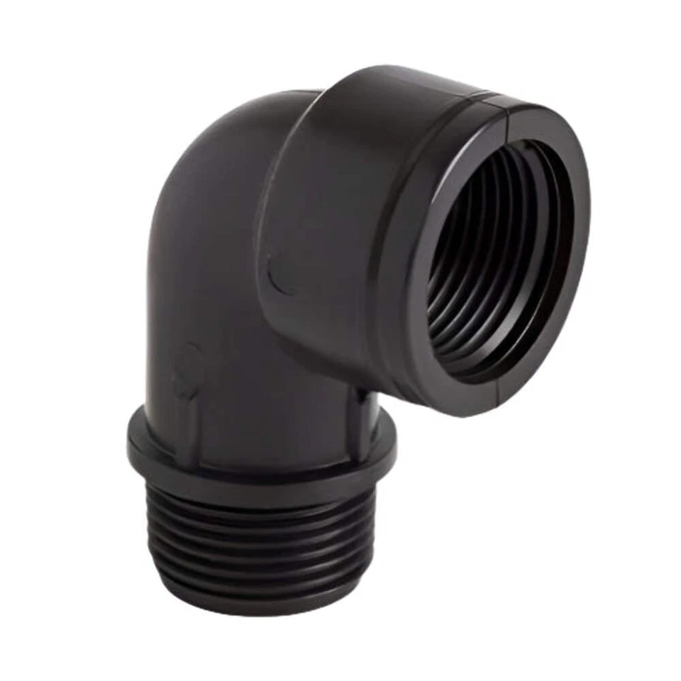 PIPEWORK SUPPLIERS Polypropylene Threaded BSPT Male x Female 90° Elbow
