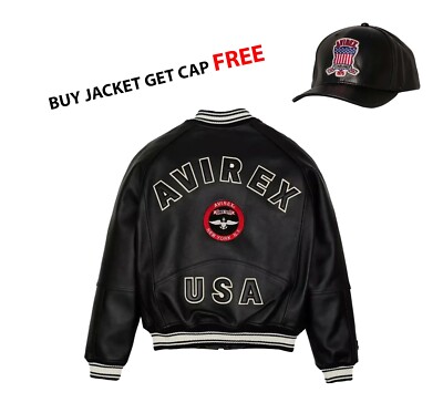 Men's Avirex Real Leather Bomber Jacket American Flight Leather Jacket