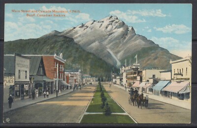 1910s Canada ~ Main Street Banff & Cascade Mountain ~ Canadian Rockies ~ Antique