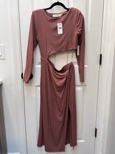 ASTR the Label Womens SIZE LARGE Westwood Longsleeve Cutout Midi Sexy Dress