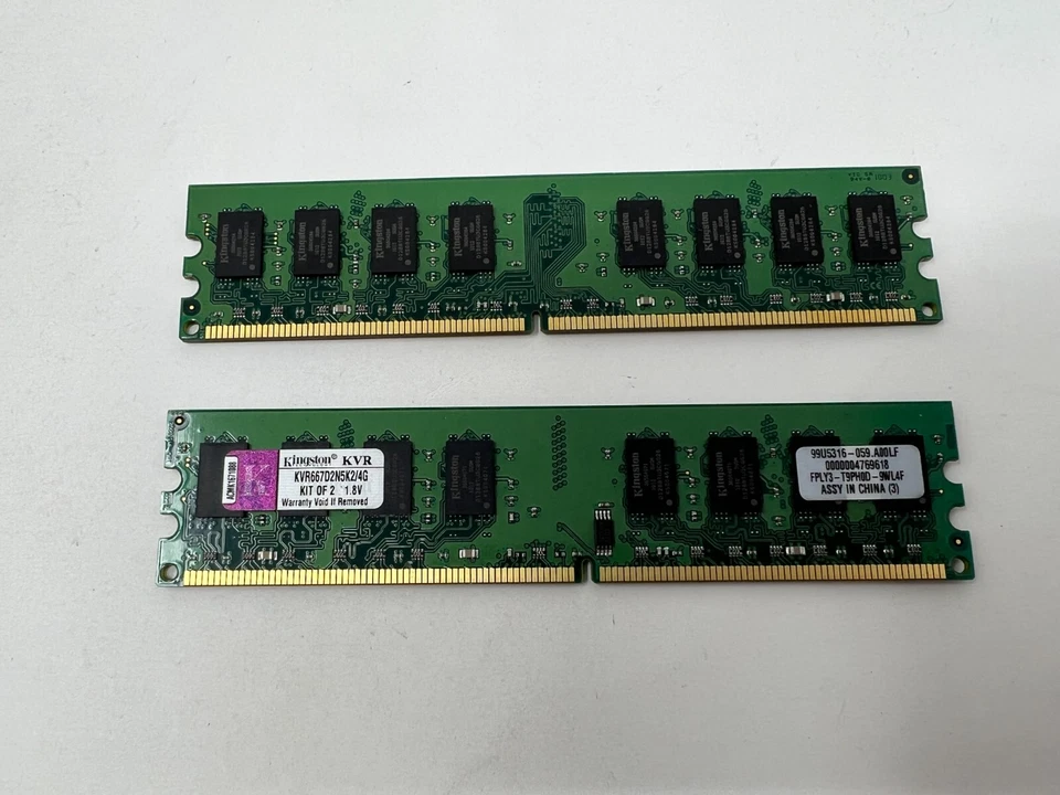4GB 2 x 2GB Kingston KVR667D2N5K2/4 DDR2-667 PC2-5300 Non ECC Desktop Memory RAM - Immagine 2 di 3