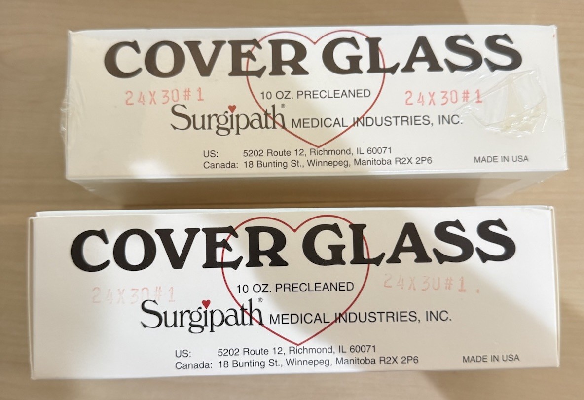 Leica Surgipath Medical Cover Glass 10 oz Precleaned 24 x 30 Covers - 680 covers