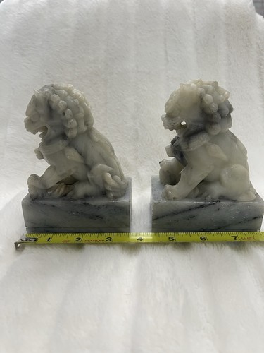 Paar antike orientalische Buchstützen Foo Hund chinesisch geschnitzt viktorianisch Speckstein - Bild 8 von 13