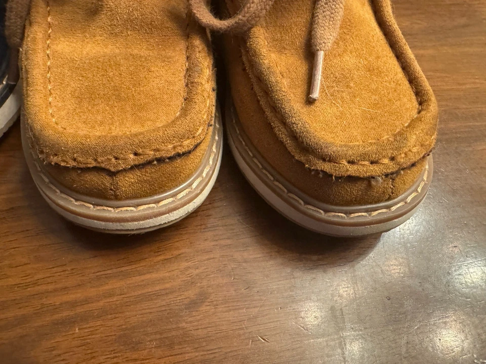 Lot Of 2 Pairs Gap Baby Faux Suede Boots Navy Blue Taupe Toddler 8 Shoes Chukka - Image 3 of 4