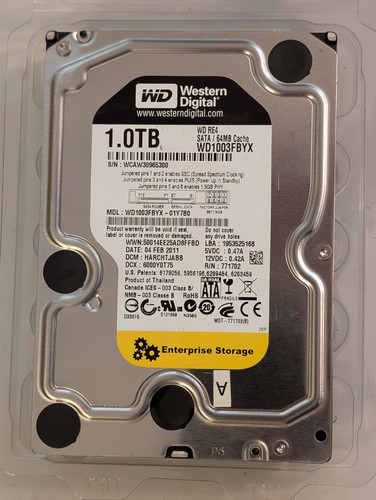 (1 TeraByte) Hard Disk Drive Western Digital (preowned used)
