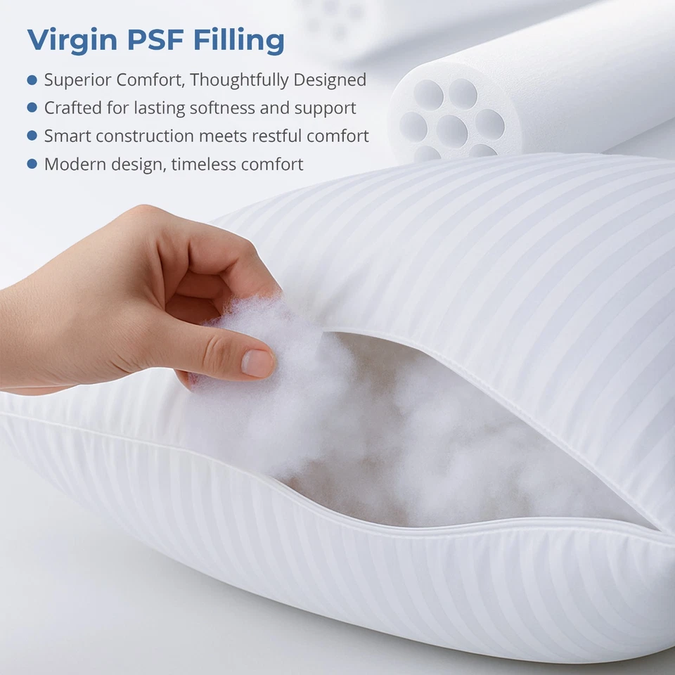 Bed Pillows Set of 2 Breathable Hotel Quality Down Alternative Bed Plush Pillow - Image 3 of 4