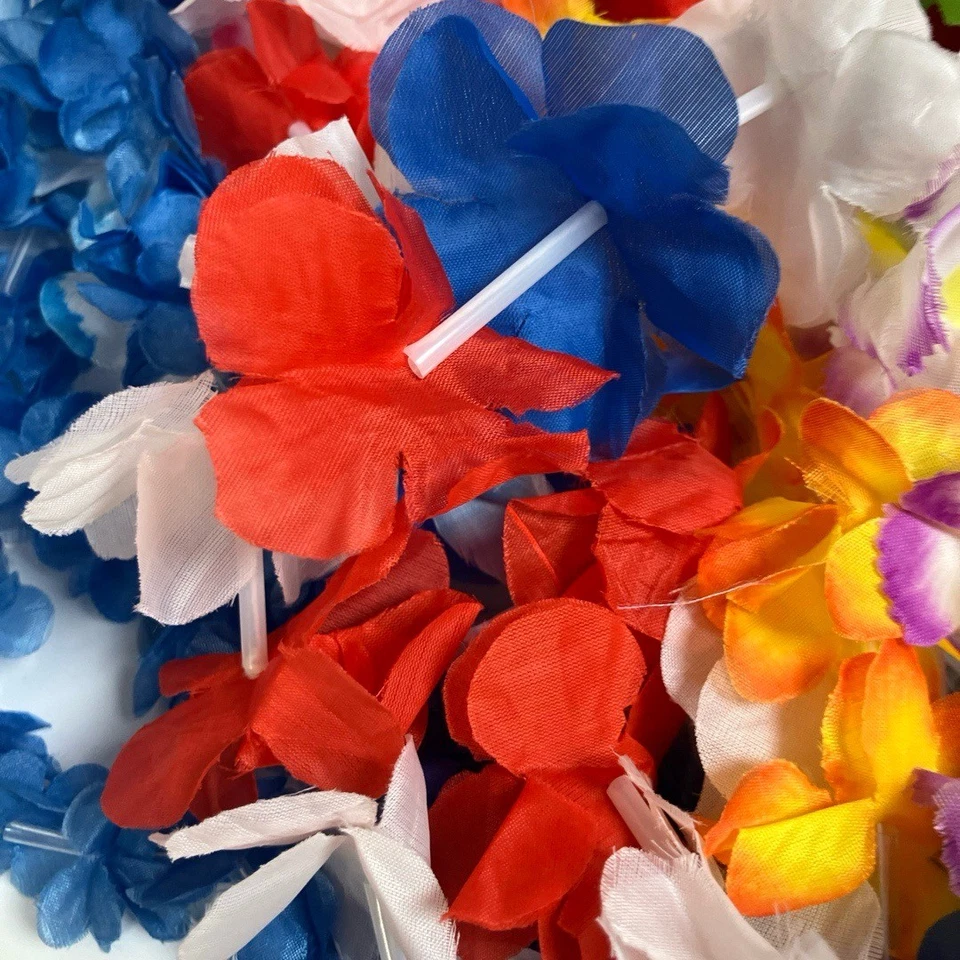 Лот из десяти Leis аксессуар гавайский Lei многоцветный цветочный вечеринки яркий тропический - Изображение 2 из 4