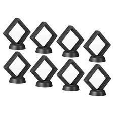 3D Floating Display Frame Coin Jewelry Case with Base 2.8" x 2.8" Black 8pcs