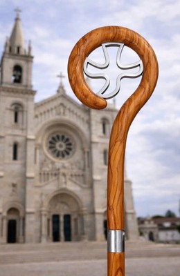 Wood CROZIER Polish Staff Crosier Bishop Quality Craftsmanship, 70''Christmas
