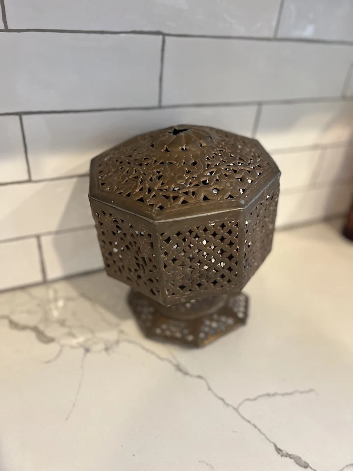 Linterna de Latón Marroquí Hecha a Mano, Lámpara de Techo Colgante Boho Vintage Decoración Foto 2 de 4