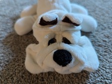 Vintage Cuddle Puppy Bulldog Plush Dog 1980s Cuddle Wit Inc White and Brown 7"