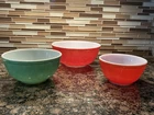 3 Vintage PYREX Primary Colors Nesting Mixing Bowls