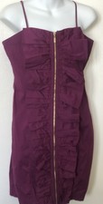 KENSIE M FULL FRONT ZIPPER RUFFLED DRESS Berry NWT