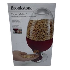 Brookstone Red Snackman Motion Activated Treat Dispenser Candy Nuts Seeds NIB