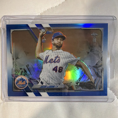 2021 Topps Chrome Ben Baller Jacob deGrom #12 Blue Refractor /75 Mets