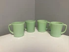 Vintage Set of 4 Jadeite Fire King Mugs D Handle Coffee Tea Cup Oven Ware