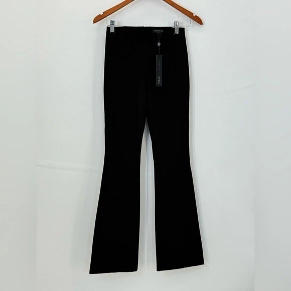 NWT Rag & Bone Simone Flare Black Pants Pull On Stretchy Seamed Size 2 Career - Image 4 of 4