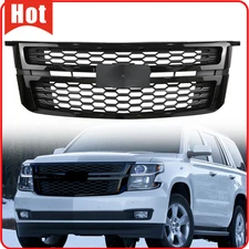 For 2015-2020 Chevrolet Tahoe Suburban Gloss Black Front Bumper Honeycomb Grille