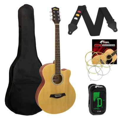 Tiger Natural Akustikgitarre Pack für Schüler - inklusive GRATIS Stimmgerät