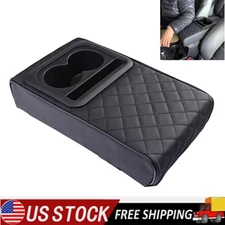 Car Armrest Storage Box Cushion Pad Sedan Center Console Cover With Cup Holder