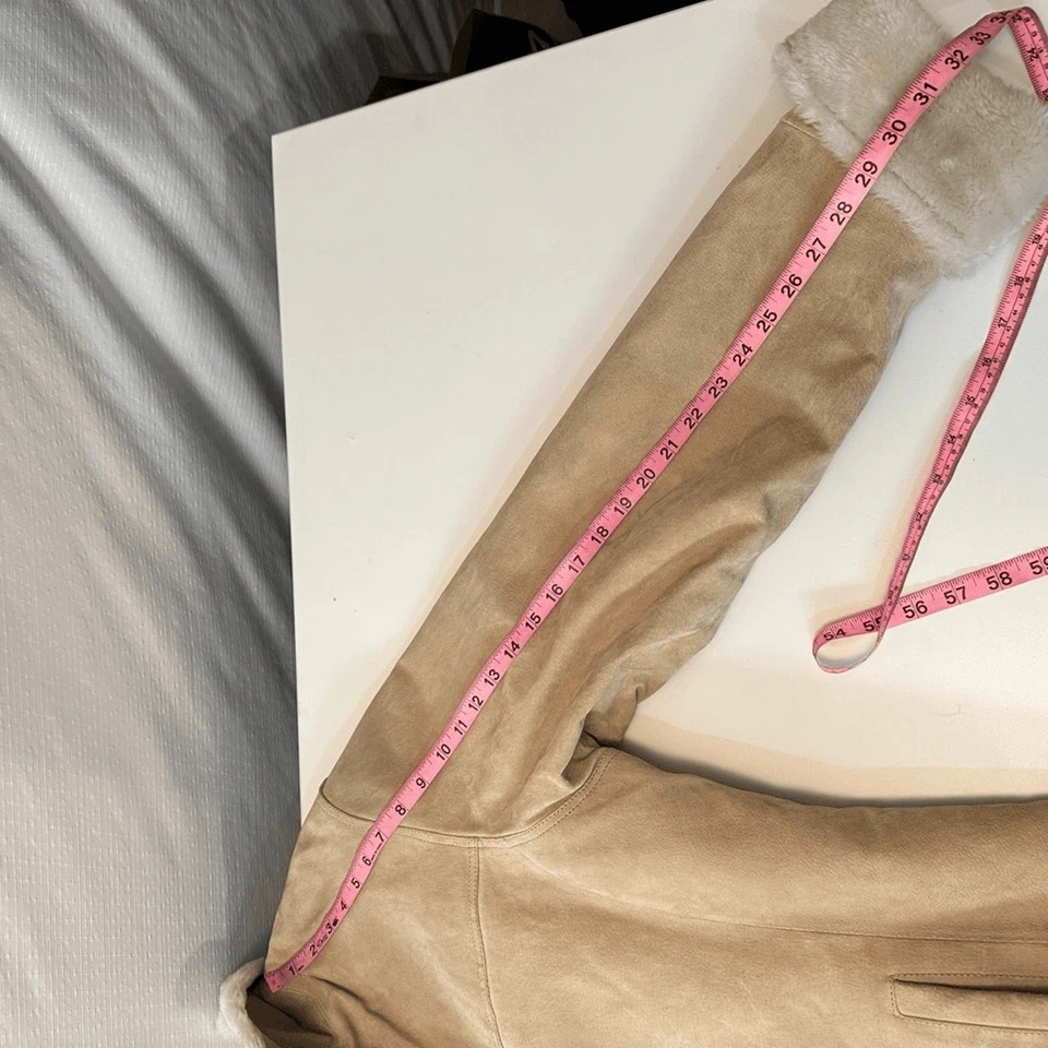 Mujer XL Gamuza Imitación Piel Forrada Invierno Chaqueta Bolsillos Crema Boho Estilo Años 70 Foto 4 de 4