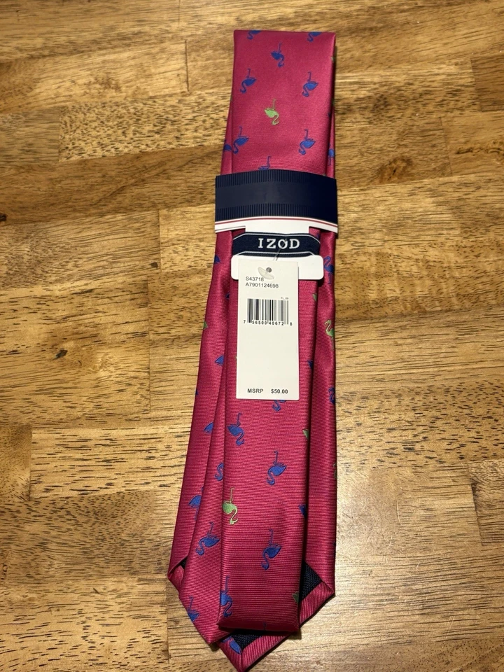 NWT Izod Tie Flamingo Pink Summer Vacation Cruise Formal Night - Image 3 of 4