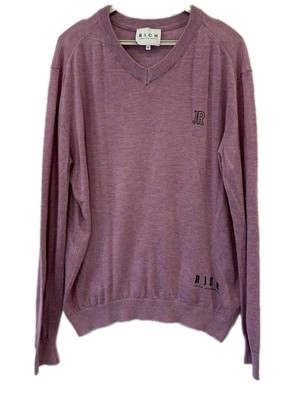 John Richmond RICH Sweater Pullover XL Purple V-Neck Logo JR Italy Designer#85