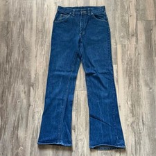 Vintage 1970s Lee Flared Bell Bottom Blue Denim Jeans Size 28x30