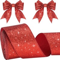 Geschenkband Mit Draht Rot GläNzend 10M 6Cm Dekorativ FüR Weihnachten Hochzeit