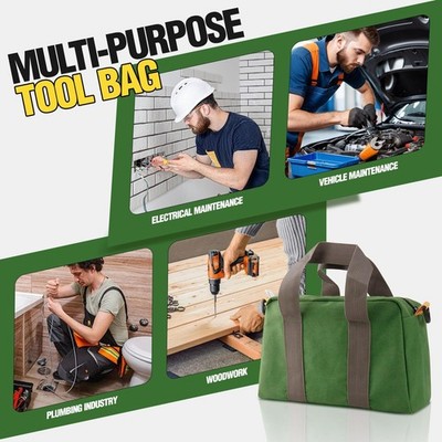 12 Inch Small Tool Bag, Canvas Tool Storage Bag, Large Capacity