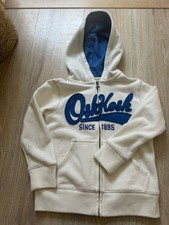 OshKosh B'gosh Boys Full Zip Fleece Hoodie w/ Pockets White/Blue Size 5