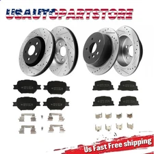 Front Rear Drilled Slotted Brake Rotors And Brake Pads for 2005-2010 Scion tC