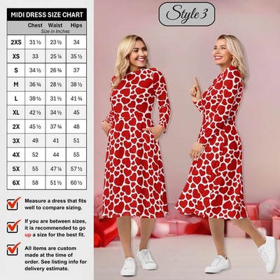 Valentine s Day Love Midi Dress #1 - Hearts Lips Romantic Pattern