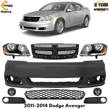 Front Bumper Cover Primed & Grille Assembly Kit For 2011-2014 Dodge Avenger