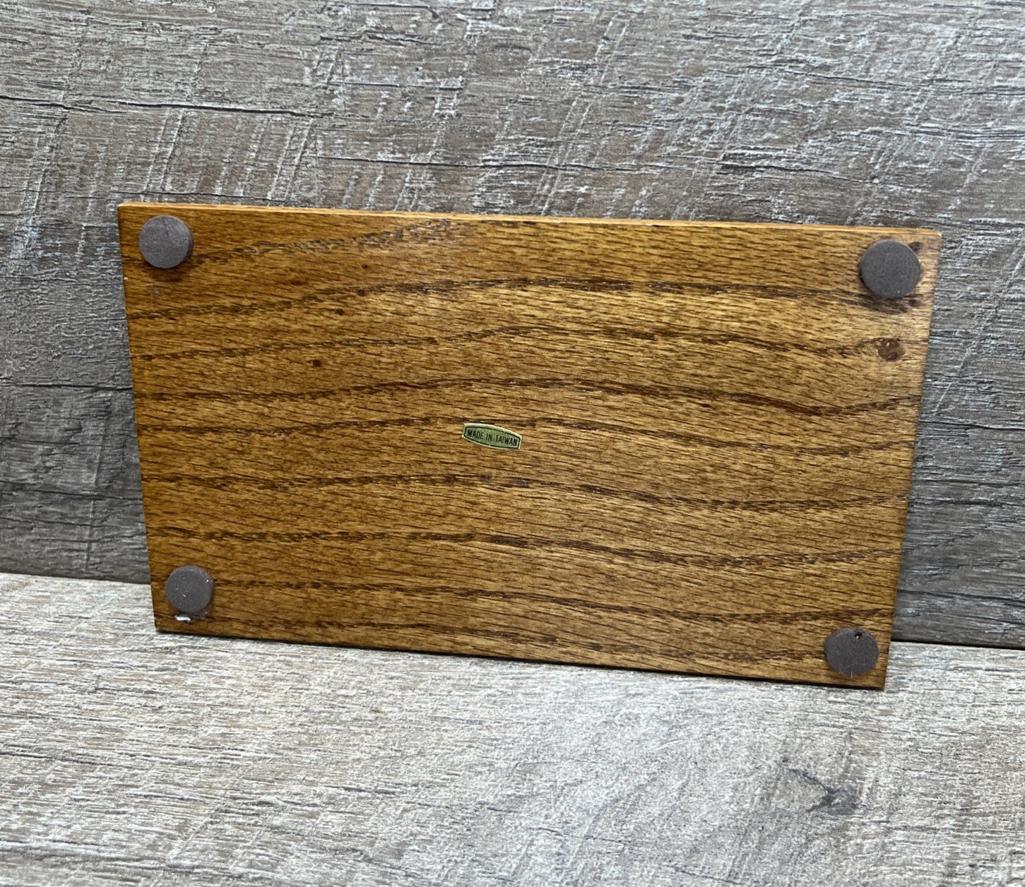 Vintage Metal Gold Toned Slinky & Wooden Tray Holder - Rare Estate Find!