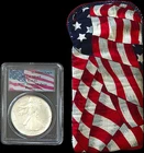 1991 PCGS MS69 WTC Ground Zero Recovery Silver Eagle - Flag Label & Pouch