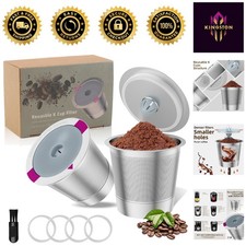 Universal Stainless Steel K Cup Pods, 2-Pack Reusable Coffee Filters for Keurig
