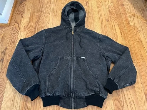 VTG 1991 Carhartt Denim Active Jacket (JF848) Black Denim Men's Size S/M RARE - product listing photo