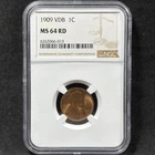 1909 VDB 1c Lincoln Cent Philadelphia Choice Red Uncirculated NGC MS 64 RD