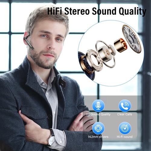 Bluetooth Headset, Wireless Headset with ENC Mic, Single-Ear Bluetooth Earpie... - Picture 2 of 7